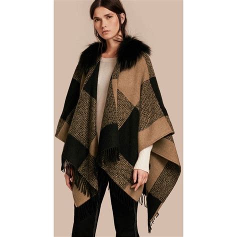 poncho burberry fake|burberry fur trimmed poncho.